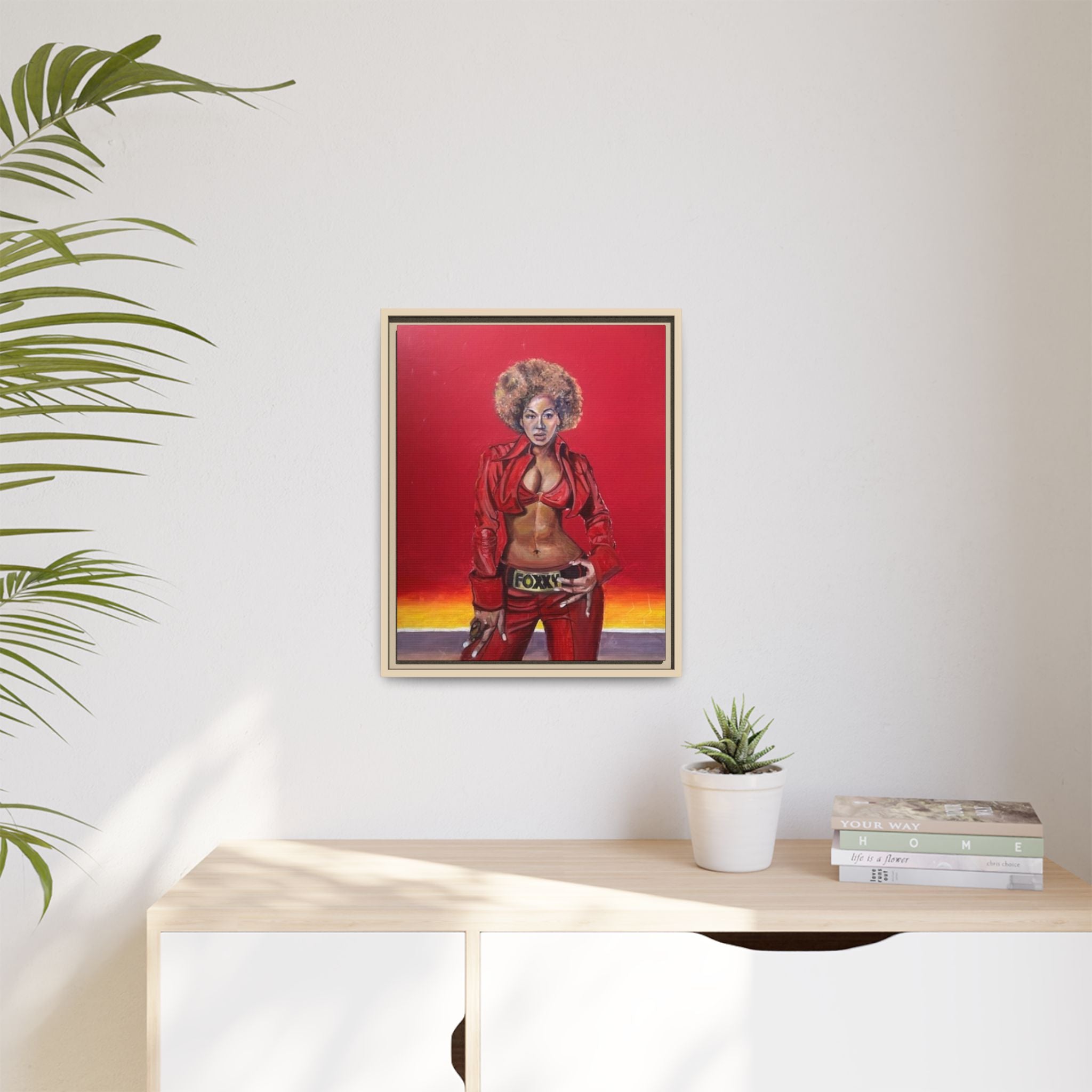 "Foxy"Matte Canvas, Framed (Multi-color)