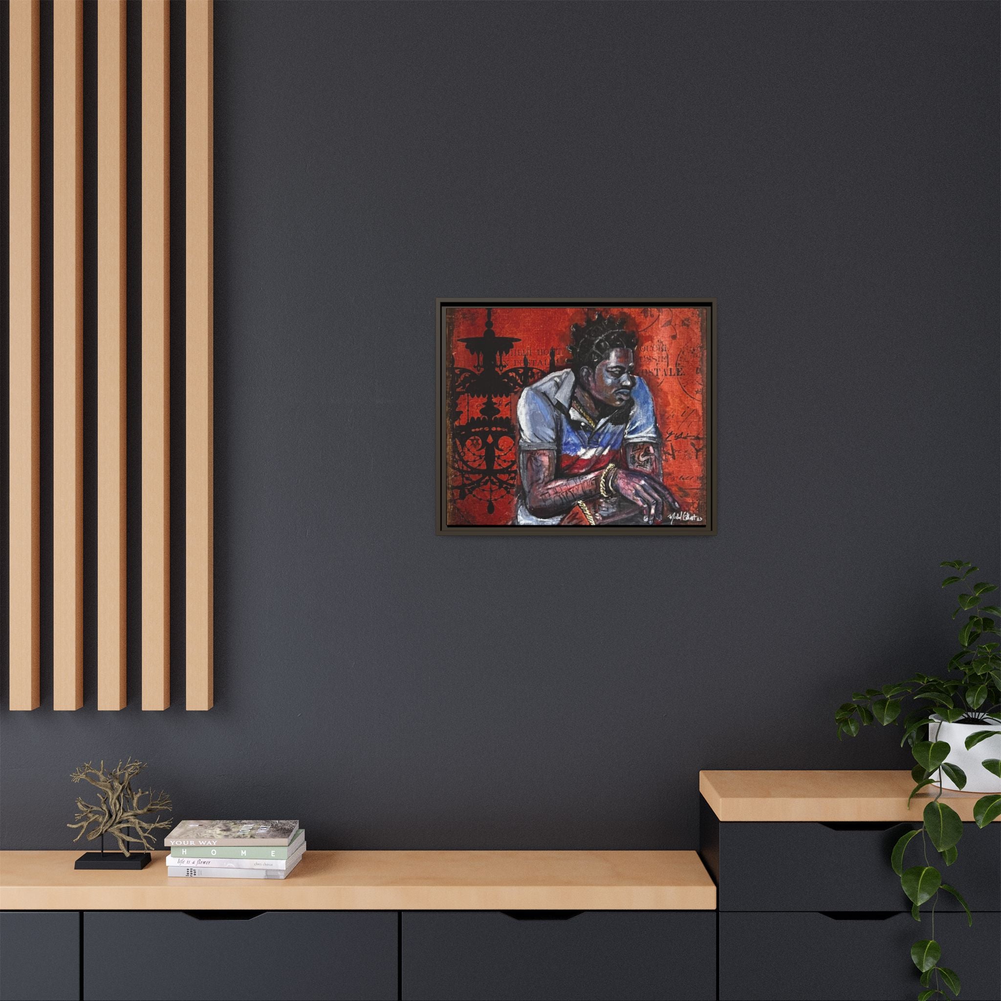 "Black"Matte Canvas, Framed (Multi-color)