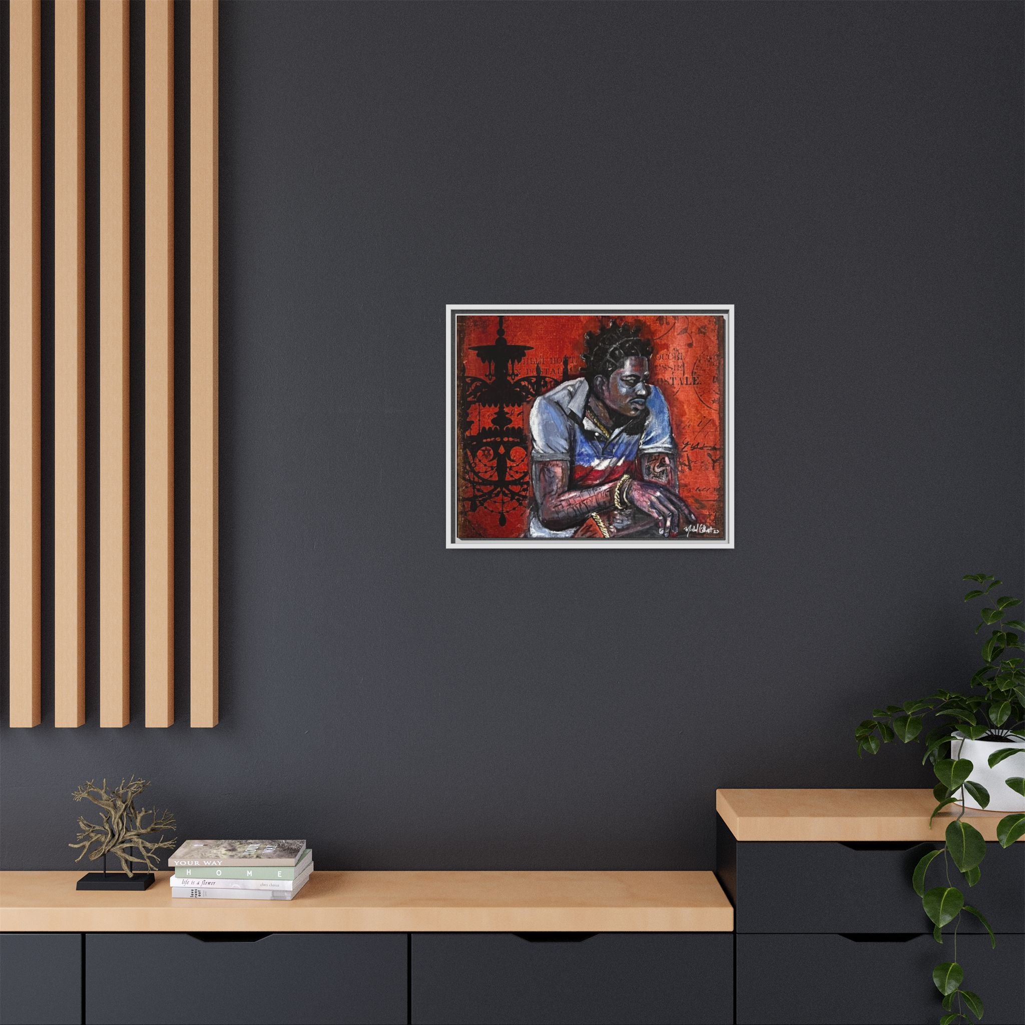 "Black"Matte Canvas, Framed (Multi-color)